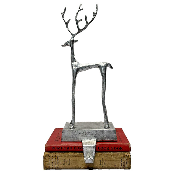 Pottery Barn Other - POTTERY BARN Stocking Holder LARGE SCULPTED REINDEER Silver Tone Twig 13 in x 5"